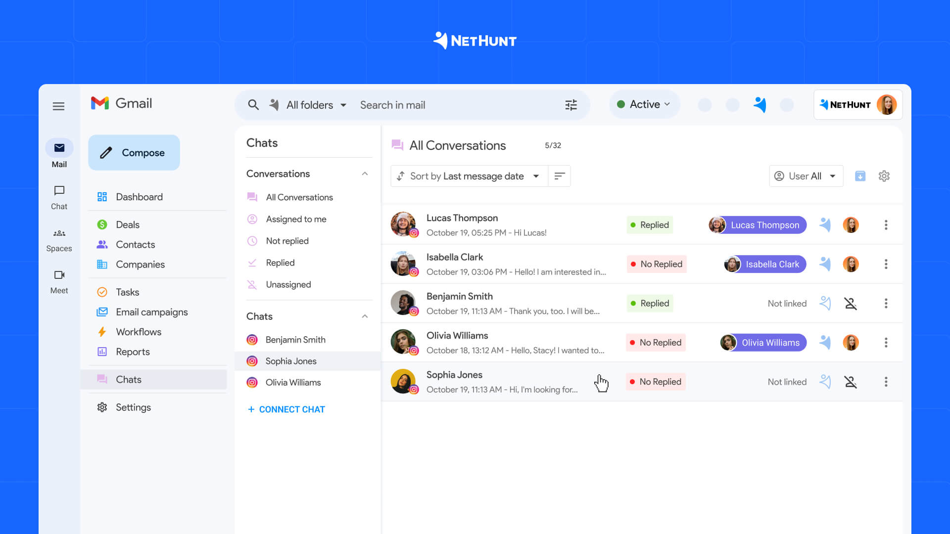 Communicating with leads right within NetHunt CRM